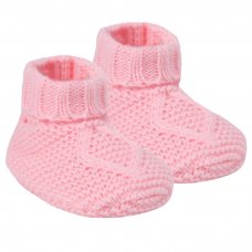 ABO14-BP: Baby Pink Chain Knit Bootees